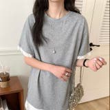 グレー | 【春夏新作】レーストリミングゆったり半袖Tシャツ | LADY LIKE
