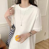 ホワイト | 【春夏新作】レーストリミングゆったり半袖Tシャツ | LADY LIKE