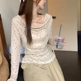 【春夏新作】サイドギャザーミニドット柄トップス | LADY LIKE | 詳細画像13