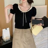 【春夏新作】レースリボン付きパフスリーブ半袖ニット | LADY LIKE | 詳細画像18