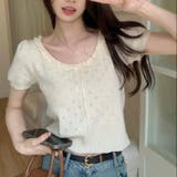 【春夏新作】レースリボン付きパフスリーブ半袖ニット | LADY LIKE | 詳細画像6