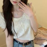 【春夏新作】レースリボン付きパフスリーブ半袖ニット | LADY LIKE | 詳細画像8