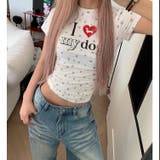 【春夏新作】Dog足跡柄半袖Tシャツ | LADY LIKE  | 詳細画像2