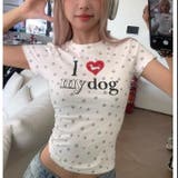 ライトグレー | 【春夏新作】Dog足跡柄半袖Tシャツ | LADY LIKE