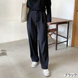 ブラック | タック入りハイウエストテーパードパンツ ワイドパンツ ゆったり | LADY LIKE 