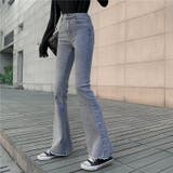 裾フリンジフレアーデニム フレアパンツ パンツ | LADY LIKE  | 詳細画像10 