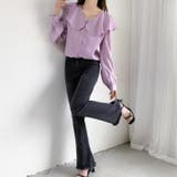 裾フリンジフレアーデニム フレアパンツ パンツ | LADY LIKE  | 詳細画像29 