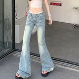 【春夏新作】ウエストレース付きダメージフレアデニムパンツ | LADY LIKE | 詳細画像4