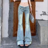 【春夏新作】ウエストレース付きダメージフレアデニムパンツ | LADY LIKE | 詳細画像7