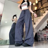 【春夏新作】チェック柄ワイドイージーパンツ | LADY LIKE  | 詳細画像9 