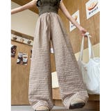 ベージュ | 【春夏新作】チェック柄ワイドイージーパンツ | LADY LIKE 