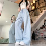 サックス | 【春夏新作】チェック柄ワイドイージーパンツ | LADY LIKE 