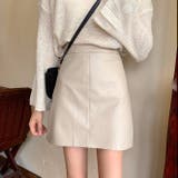 フェイクレザー台形ミニスカート | LADY LIKE  | 詳細画像8 