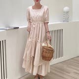 重ねスカートロングワンピース ボリューム袖 フェミニン | LADY LIKE | 詳細画像1