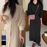 ドルマンスリーブ七分袖シャツワンピース ロング丈 ふんわり | LADY LIKE  | 詳細画像1 