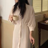 ドルマンスリーブ七分袖シャツワンピース ロング丈 ふんわり | LADY LIKE  | 詳細画像6 