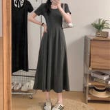 グレー | バックリボン半袖ロングワンピース | LADY LIKE