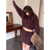 ボタンスカート付きクロップド丈ニットセットアップ | LADY LIKE  | 詳細画像11 