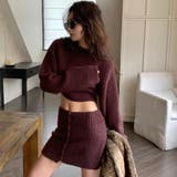 ボタンスカート付きクロップド丈ニットセットアップ | LADY LIKE  | 詳細画像12 