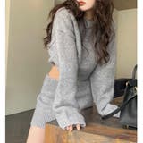 ボタンスカート付きクロップド丈ニットセットアップ | LADY LIKE  | 詳細画像4 