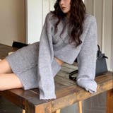 ボタンスカート付きクロップド丈ニットセットアップ | LADY LIKE  | 詳細画像5 