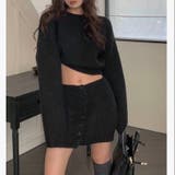 ボタンスカート付きクロップド丈ニットセットアップ | LADY LIKE  | 詳細画像6 