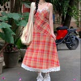 バイアスチェックレース付きキャミワンピース | LADY LIKE | 詳細画像1