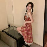 バイアスチェックレース付きキャミワンピース | LADY LIKE | 詳細画像10