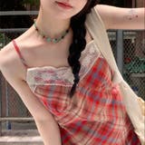 バイアスチェックレース付きキャミワンピース | LADY LIKE | 詳細画像4