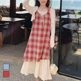 【春夏新作】レイヤード風チェック柄キャミワンピース | LADY LIKE | 詳細画像1