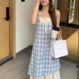 【春夏新作】レイヤード風チェック柄キャミワンピース | LADY LIKE | 詳細画像8