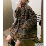 ブラウン | ビッグチェック4つ釦ショートコート チェスター 韓国ファッション | LADY LIKE 