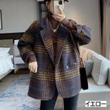 イエロー | ビッグチェック4つ釦ショートコート チェスター 韓国ファッション | LADY LIKE 