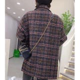 ビッグチェック4つ釦ショートコート チェスター 韓国ファッション | LADY LIKE  | 詳細画像8 