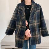 ビッグチェック4つ釦ショートコート チェスター 韓国ファッション | LADY LIKE  | 詳細画像10 