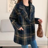 ビッグチェック4つ釦ショートコート チェスター 韓国ファッション | LADY LIKE  | 詳細画像13 