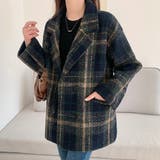 ビッグチェック4つ釦ショートコート チェスター 韓国ファッション | LADY LIKE  | 詳細画像14 
