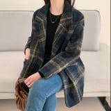 ビッグチェック4つ釦ショートコート チェスター 韓国ファッション | LADY LIKE  | 詳細画像16 