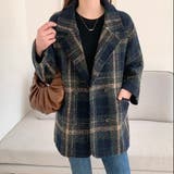 ビッグチェック4つ釦ショートコート チェスター 韓国ファッション | LADY LIKE  | 詳細画像17 