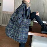 ビッグチェック4つ釦ショートコート チェスター 韓国ファッション | LADY LIKE  | 詳細画像3 