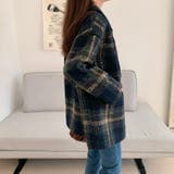 ビッグチェック4つ釦ショートコート チェスター 韓国ファッション | LADY LIKE  | 詳細画像18 