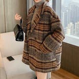 ビッグチェック4つ釦ショートコート チェスター 韓国ファッション | LADY LIKE  | 詳細画像4 