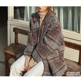 ベージュ | ビッグチェック4つ釦ショートコート チェスター 韓国ファッション | LADY LIKE 
