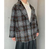 ブラック | ビッグチェック4つ釦ショートコート チェスター 韓国ファッション | LADY LIKE 