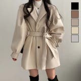 ベルト付きふんわり袖ハーフコート ハーフ丈 アウター | LADY LIKE  | 詳細画像1 