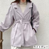 ライトグレー | ベルト付きふんわり袖ハーフコート ハーフ丈 アウター | LADY LIKE 