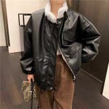 裏ボアフェイクレザーフライトジャケット | LADY LIKE | 詳細画像1