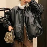 ブラック | 裏ボアフェイクレザーフライトジャケット | LADY LIKE