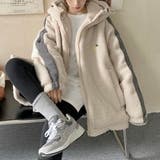 LADY LIKE （レディライク） | 袖ライン入りボアフリースフード付きジャケット