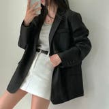 ブラック | 【春夏新作】１つボタンゆったりテーラードジャケット | LADY LIKE 